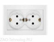 Розетка 2-м СП Бриллиант 16А IP20 с заземл. защ. шторки бел. UNIVersal 7947540