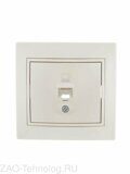Розетка компьютерная 1-м СП Mira RJ45 16А IP20 со вставкой жемчуж./бел. перламутр. LEZARD 701-3030-139