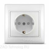 Розетка 1-м СП Севиль 16А IP32 с заземл. защ. шторки бел. UNIVersal С0049