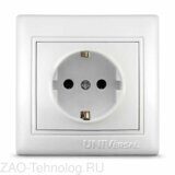 Розетка 1-м СП Севиль 16А IP20 с заземл. бел. UNIVersal С0028