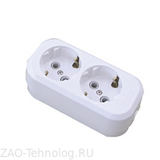 Колодка 2 гнезда заземление провод ПВС 3х1 Т-Пласт 32.75.221.0400