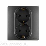Розетка 2-м СП Etika 16А IP31 250В 2х2P+E с заземл. защ. шторки немецк. стандарт безвинт. клеммы антрацит Leg 672633