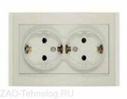 Розетка 2-м СП Бриллиант 16А IP20 с заземл. защ. шторки сл. кость UNIVersal 7948769