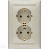 Розетка 2-м СП Valena 16А IP20 2х2P+E с заземл. немецк. стандарт в сборе сл. кость Leg 774370