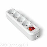 Колодка удлинителя 4-м с заземл. с выкл. АБС-пластик UNIVersal S304