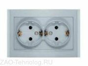 Розетка 2-м СП Бриллиант 16А IP20 с заземл. защ. шторки серебр. UNIVersal 7949797