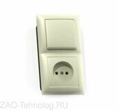 Блок СП БКВР-408 Селена (1-кл. выкл. + розетка) сл. кость Кунцево 8170