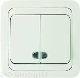 Выключатель 2-кл. СП Mimoza 10А IP20 с подсветкой бел./бел. Makel 12023