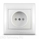 Розетка 1-м СП Севиль 16А IP20 без заземл. защ. шторки бел. UNIVersal С0047