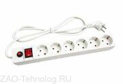 Удлинитель с сетевым фильтром 6х1.8м с заземл. 10А IP20 ПВС 3х0.75 защ. шторки бел. UNIVersal 967U-3001