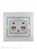 Розетка компьютерная 2-м СП Mira RJ45 сер. метал. LEZARD 701-1010-141