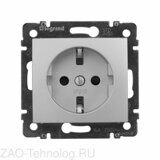Розетка 1-м СП Valena 16А IP21 230/250В 2P+E с заземл. защ. шторки на винтах механизм алюм. Leg 770121