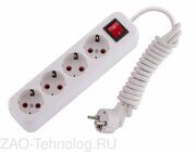 Удлинитель 4х2м с заземл. 16А IP20 Lila с выкл. LEZARD 720-0402-402