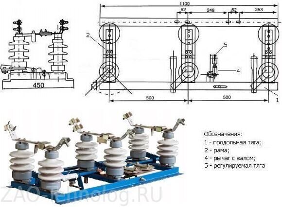 Разъединитель РЛНД-10-400 УХЛ1 (3-х полюсный; без вала)