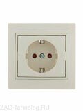 Розетка 1-м СП Mira 16А IP20 с заземл. защ. шторки со вставкой керамика крем. LEZARD 701-0303-124