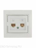 Розетка компьютерная + телефонная 2-м СП Mira RJ45 + RJ11 бел./бел. LEZARD 701-0202-143