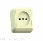 Розетка 1-м ОП Оптима РА10-375 10А IP20 без заземл. с монтаж. пластиной сл. кость Кунцево 8035