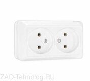 Розетка 2-м ОП Олимп 16А IP20 без заземл. бел. UNIVersal О0102