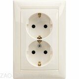 Розетка 2-м СП Valena 16А IP20 2х2P+E с заземл. защ. шторки немецк. стандарт в сборе бел. Leg 774427