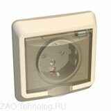 Розетка 1-м СП Этюд 16А IP44 250В с заземл. защ. шторки крем. SchE PC16-044K